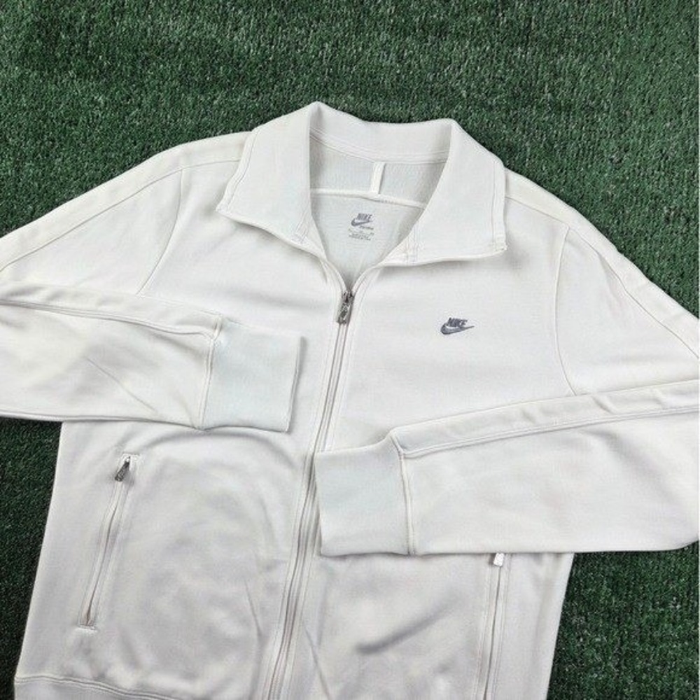 Nike Sportswear Womens Track Jacket Cream Off White Full Zip XL Mock Neck Logo